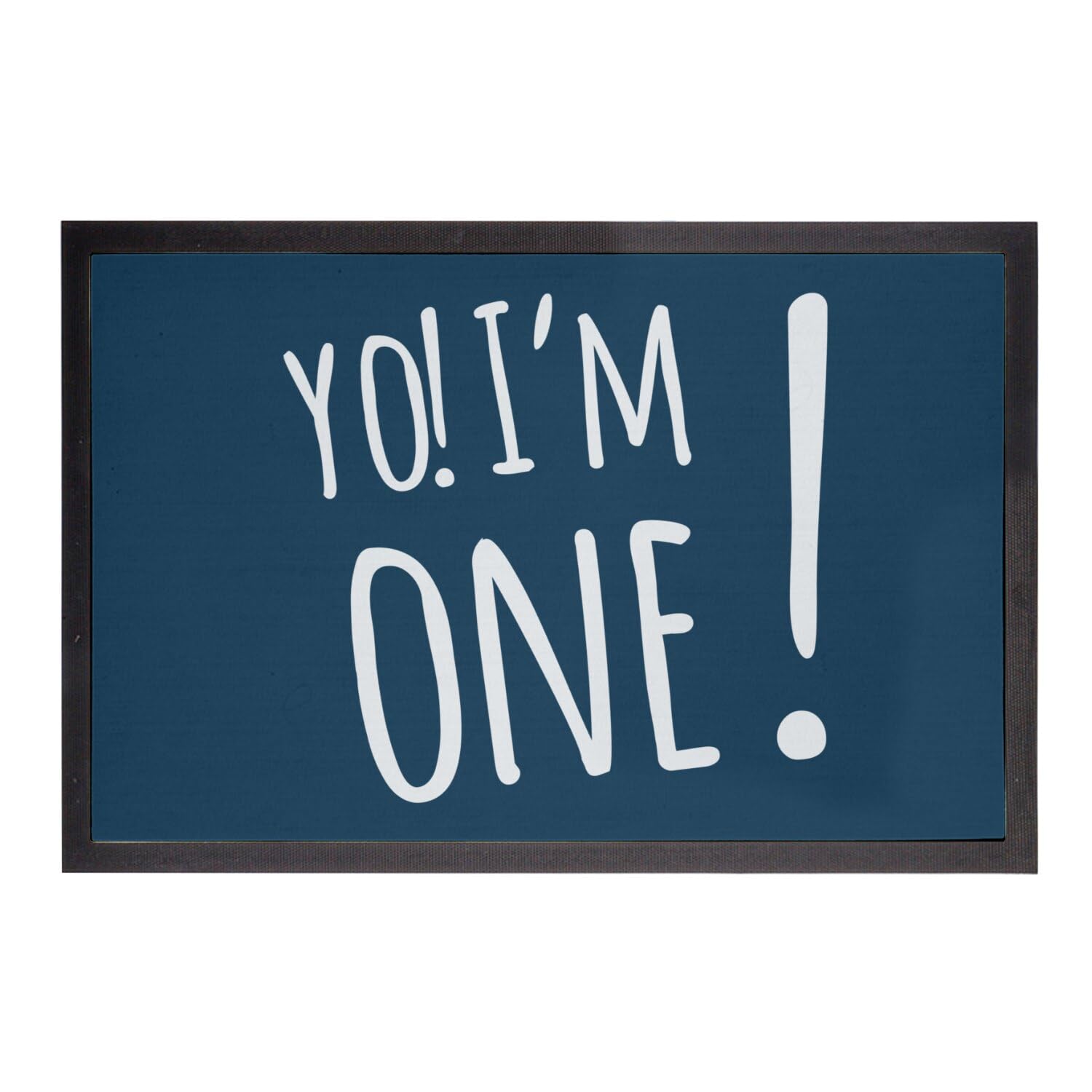 Paillasson Bleu Yo! I'm One Anniversaire message anglais 60x40cm