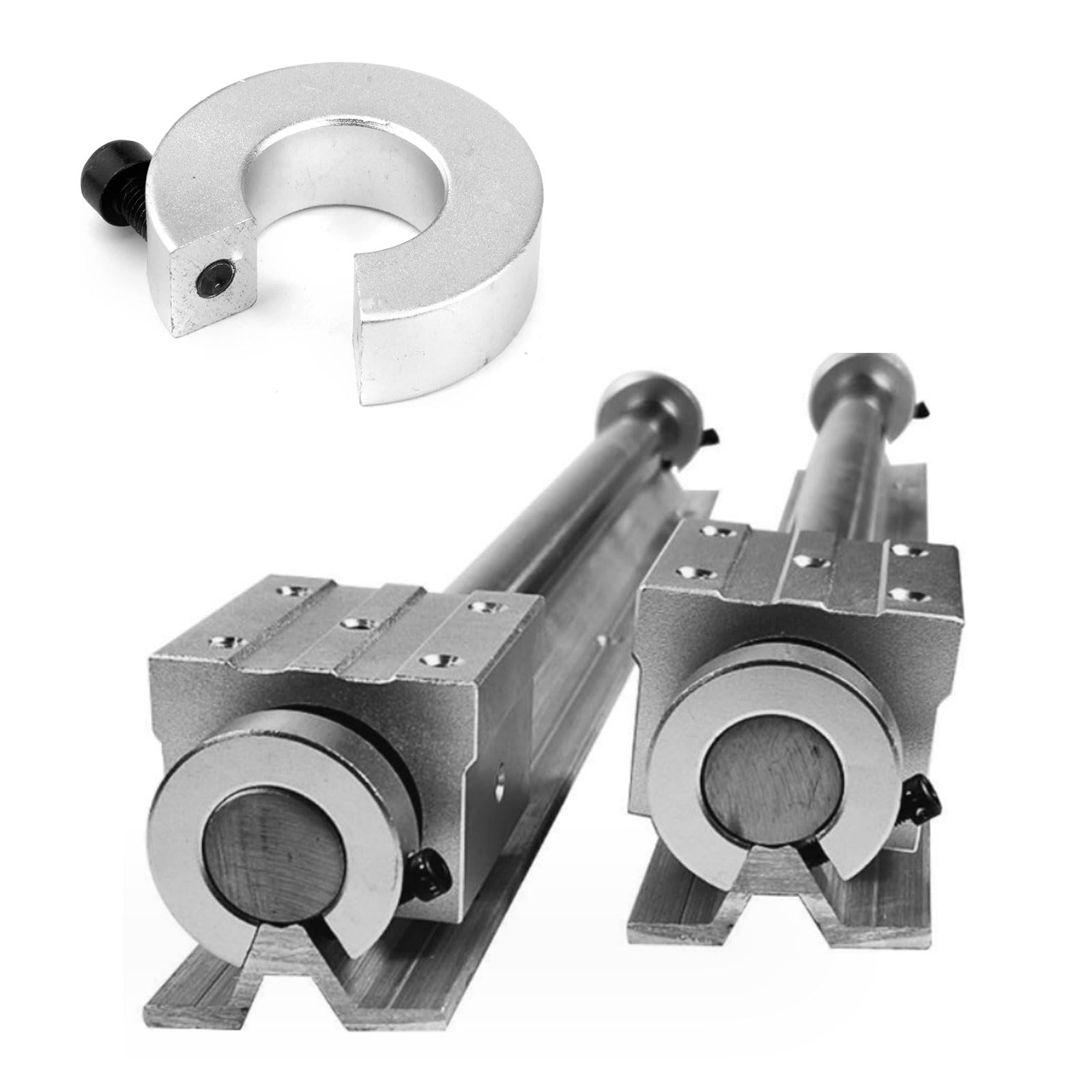 QUARKZMAN SBR20 Linearer Schienenstopper Linearschienen Wellenanschlagring SBR Schienenstopper Aluminiumlegierun Wellenbegrenzungs Befestigungsringen mit 4mm Nickel, 8 Stück