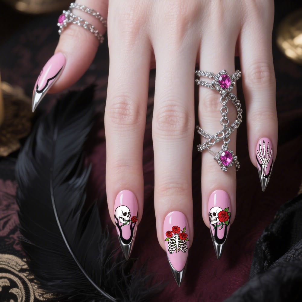 PH PandaHall 3pcs Skull Nail Stamping Plates - Image 4