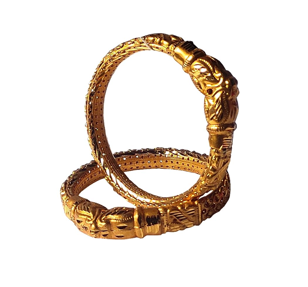 IKIA Set of 2 Pieces Matte Gold Polished Indian Traditional Kada Bala Kangan Bangles For Woman and Girls (2-6) (B0CG3SCY2T) Amazon Price History, Amazon Price Tracker