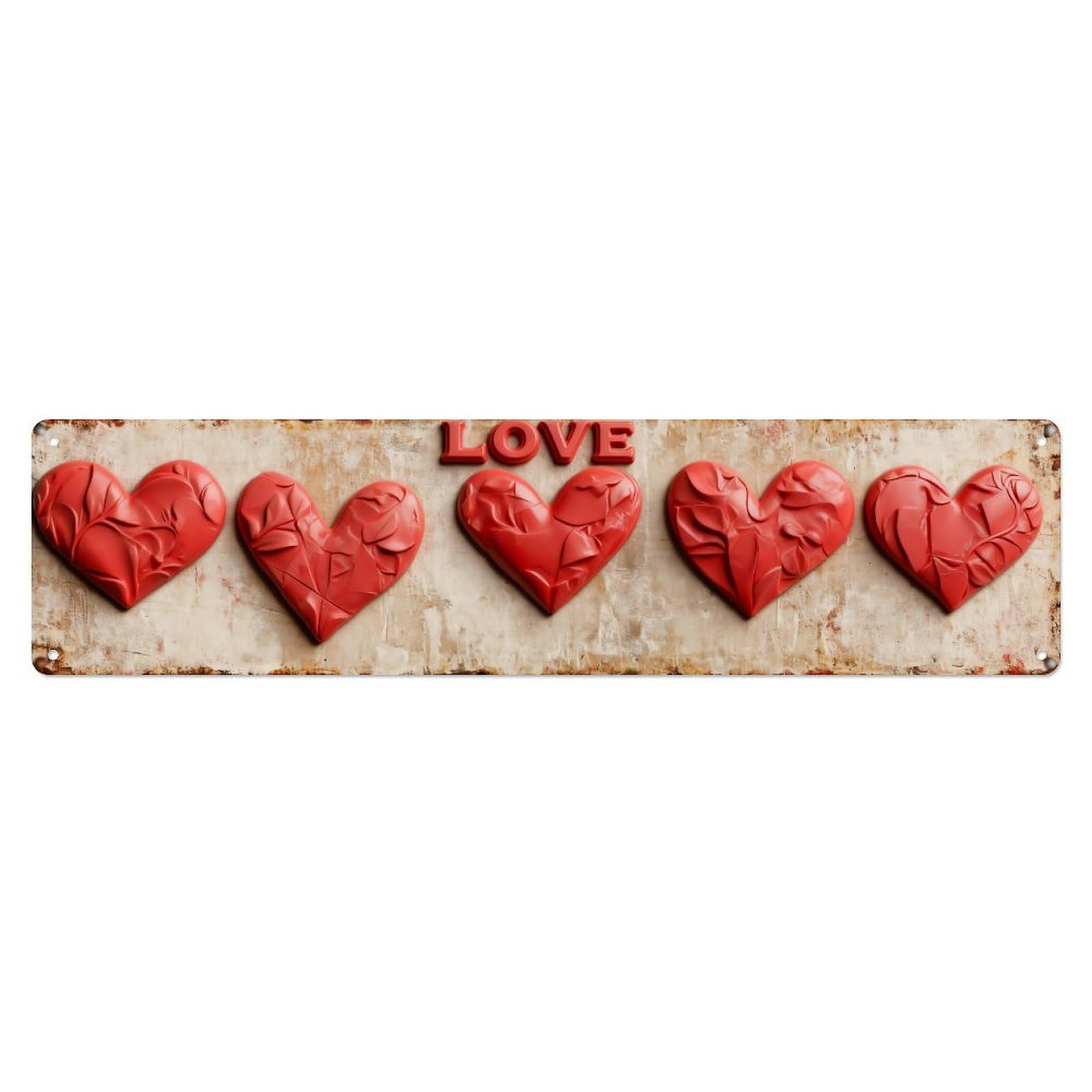 Iageret Vintage Red Hearts On Rustic Background Metal Tin Sign Retro Wall Decor, Bar Garage Cafe Kitchen Home Wall Art Poster Decoration 4X16inches