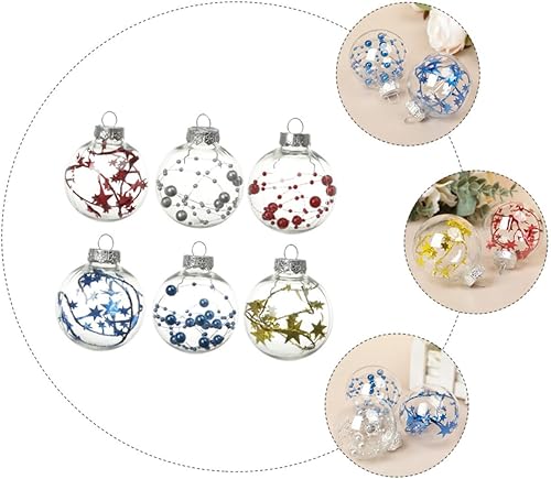 Miniatura 4 de Zerodeko 6 bolas de Navidad decorativas, inastillables, adornos de Navidad transparentes, adorno de bola rellenable, bola de árbol de Navidad, bola