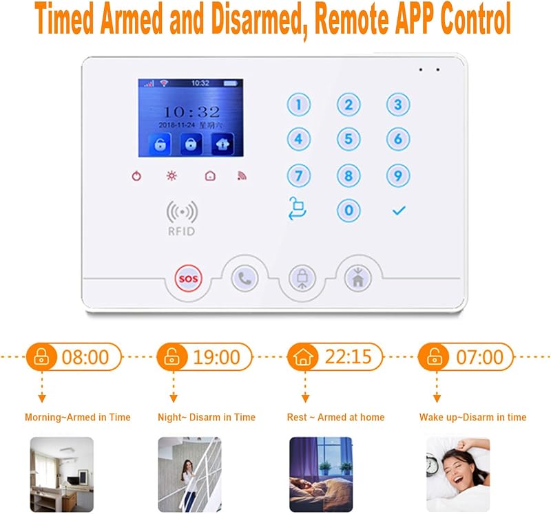 Wolf Guard W4Q-W06 WiFi + 4G Vezeték Nélküli Riasztórendszer Tuya Smartlife Applikációval, Napelemes Kültéri Szirénával, Ajtó/Ablak Érzékelő