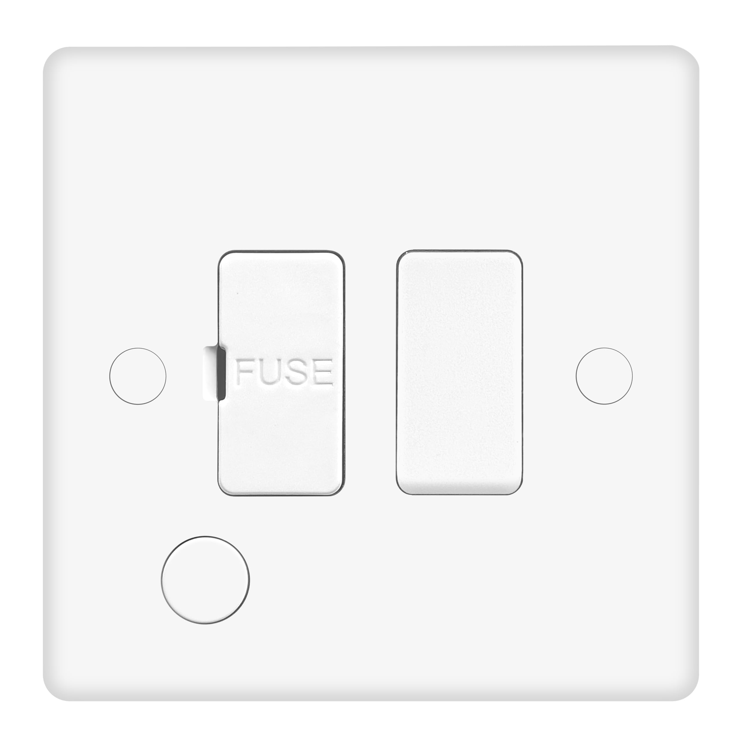 EVOGES Vector 13A Switched Fused Connection Unit with Front Flex Outlet, White, UK FCU Spur Switch, Screw Caps Included