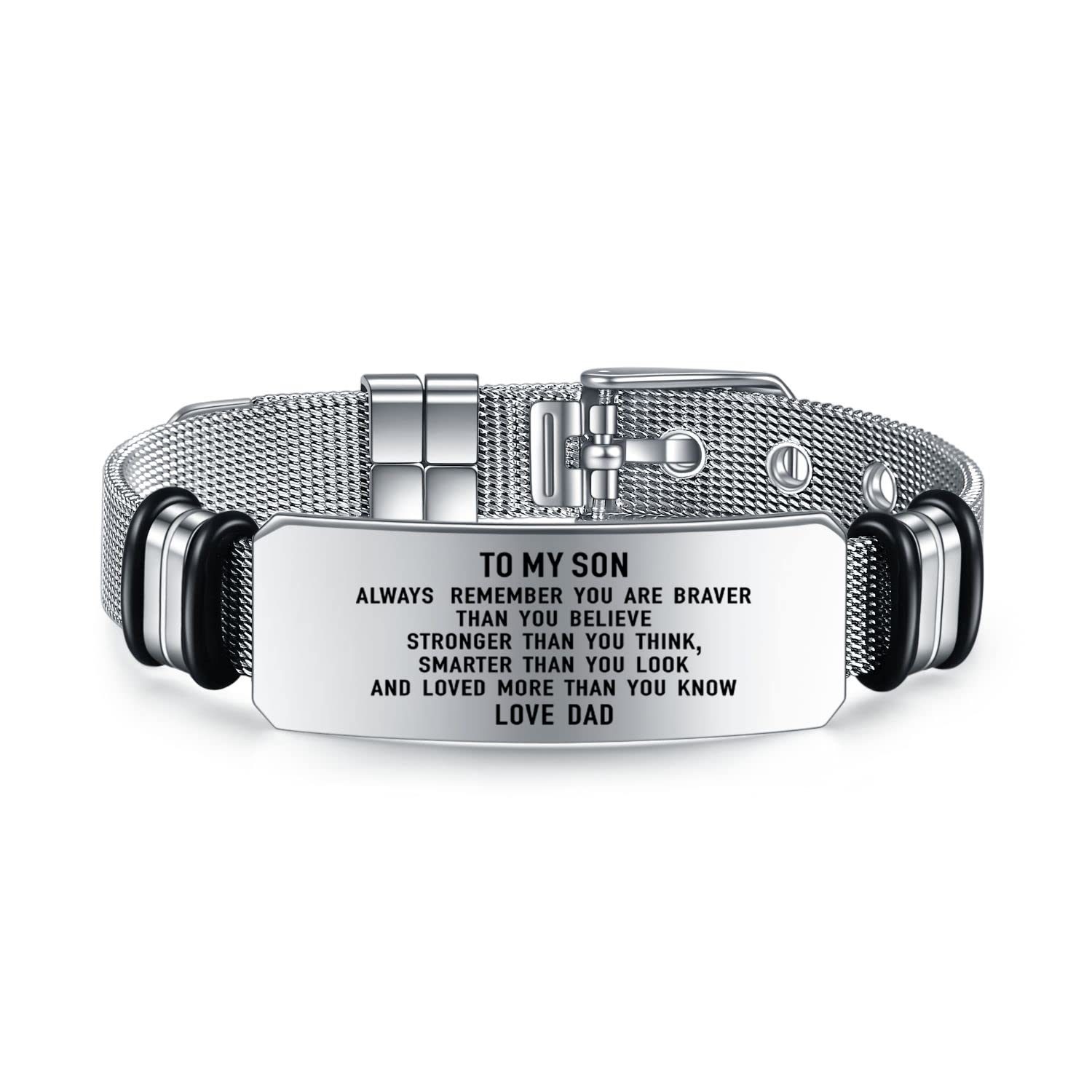YOTHIWAD To My Son Bracelets Inspirational Bracelet Engraved Personalized Gifts to Son from Dad Mom Adjusatable Bracelet