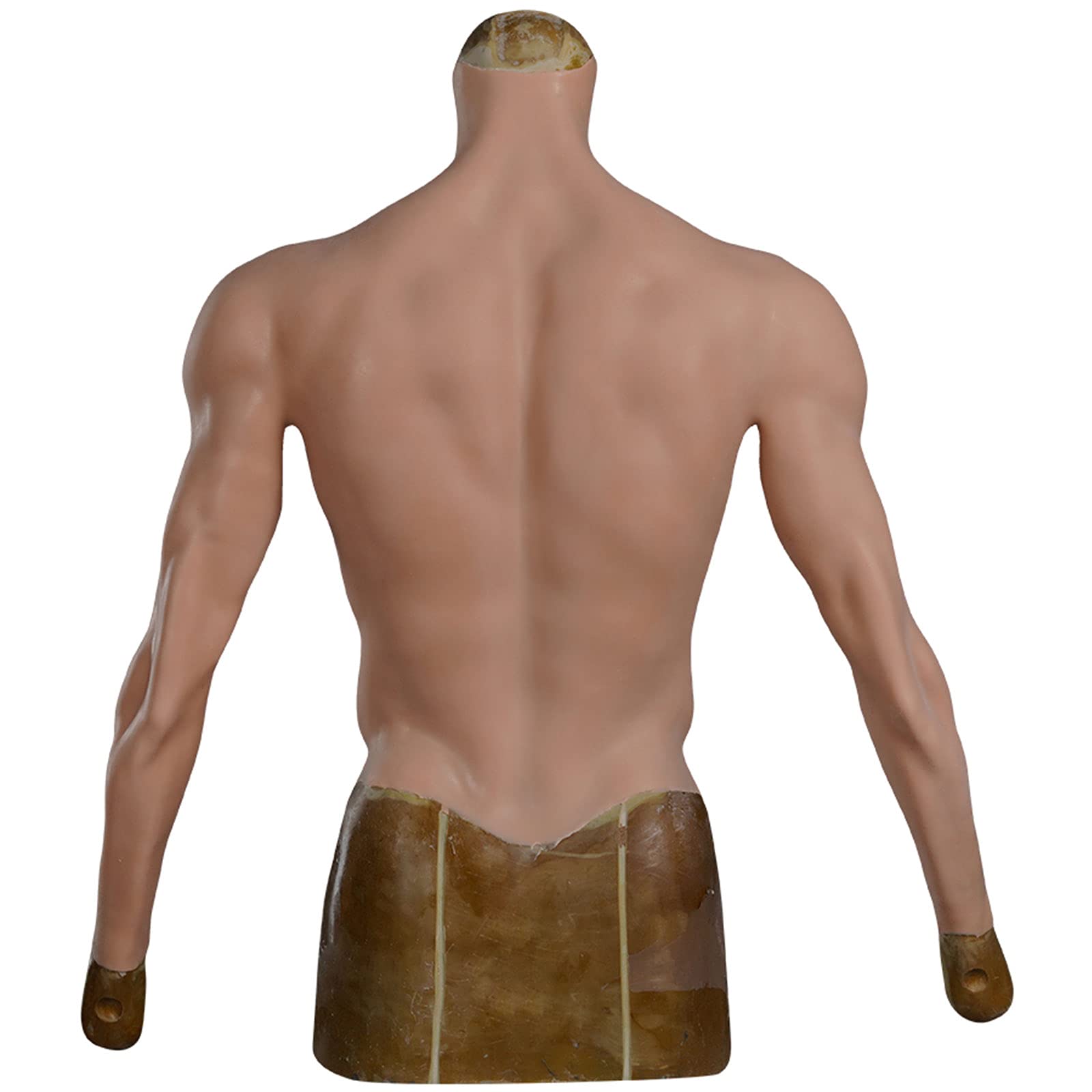Silikonowy kombinezon mięśni dla mężczyzn Pectoralis Shaper, do połowy ciała, silikonowy strój mięśni z ramionami na Boże Narodzenie, rekwizyty do cosplay, pszeniczny, żółty, rozmiar L