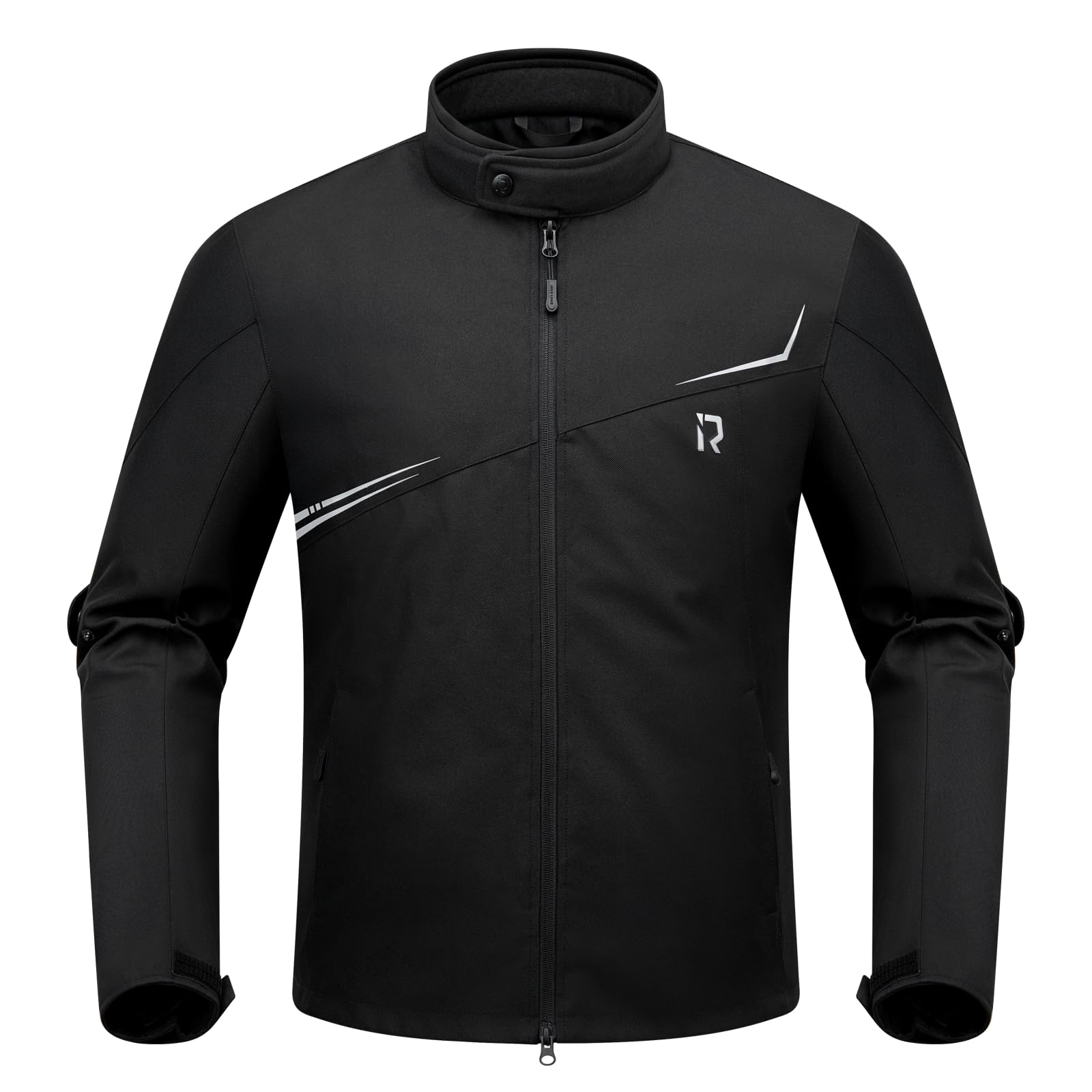 RIDEIRON Giacca Moto Uomo Inverno con Spalline e Gomitiere CE Equipaggiamento, Fodera Sfoderabile, antivento Protezione dal freddo Tutte le Stagionicon,Nero