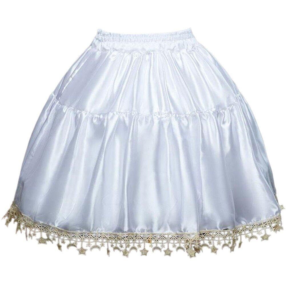 Jupon Crinoline Victorien Avec 2 Cerceaux (os De Poisson) - Style Lolita/gothique, Broderie Dentelle, Blanc/noir
