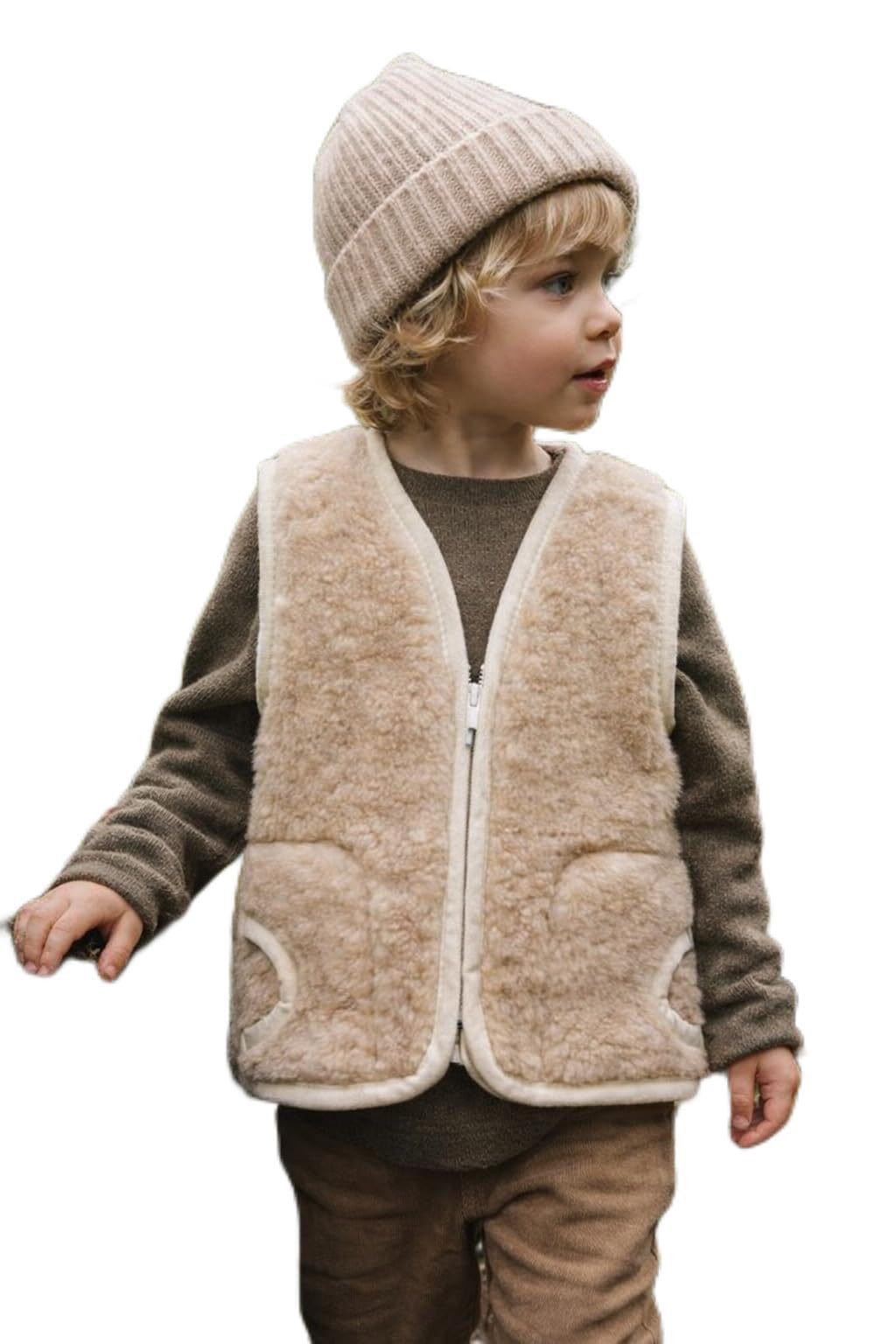 Merino Wool Gilet in lana merino, 100% naturale, 1-3 anni, gilet di lana per bambino