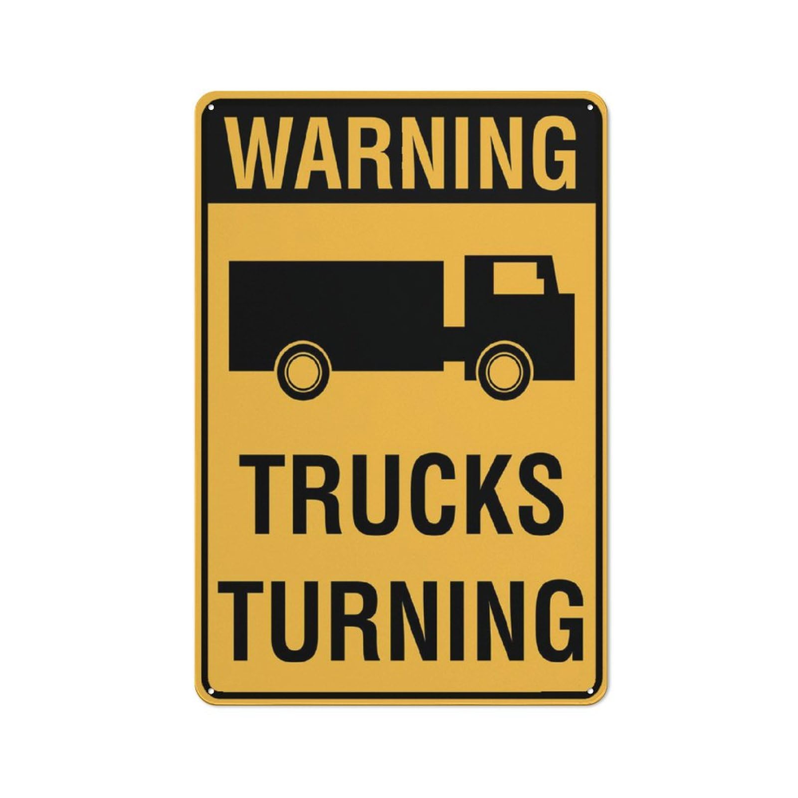 Warning Trucks Turning 8"x12" UV-Printed Aluminum Sign - Weatherproof, For Home/Business