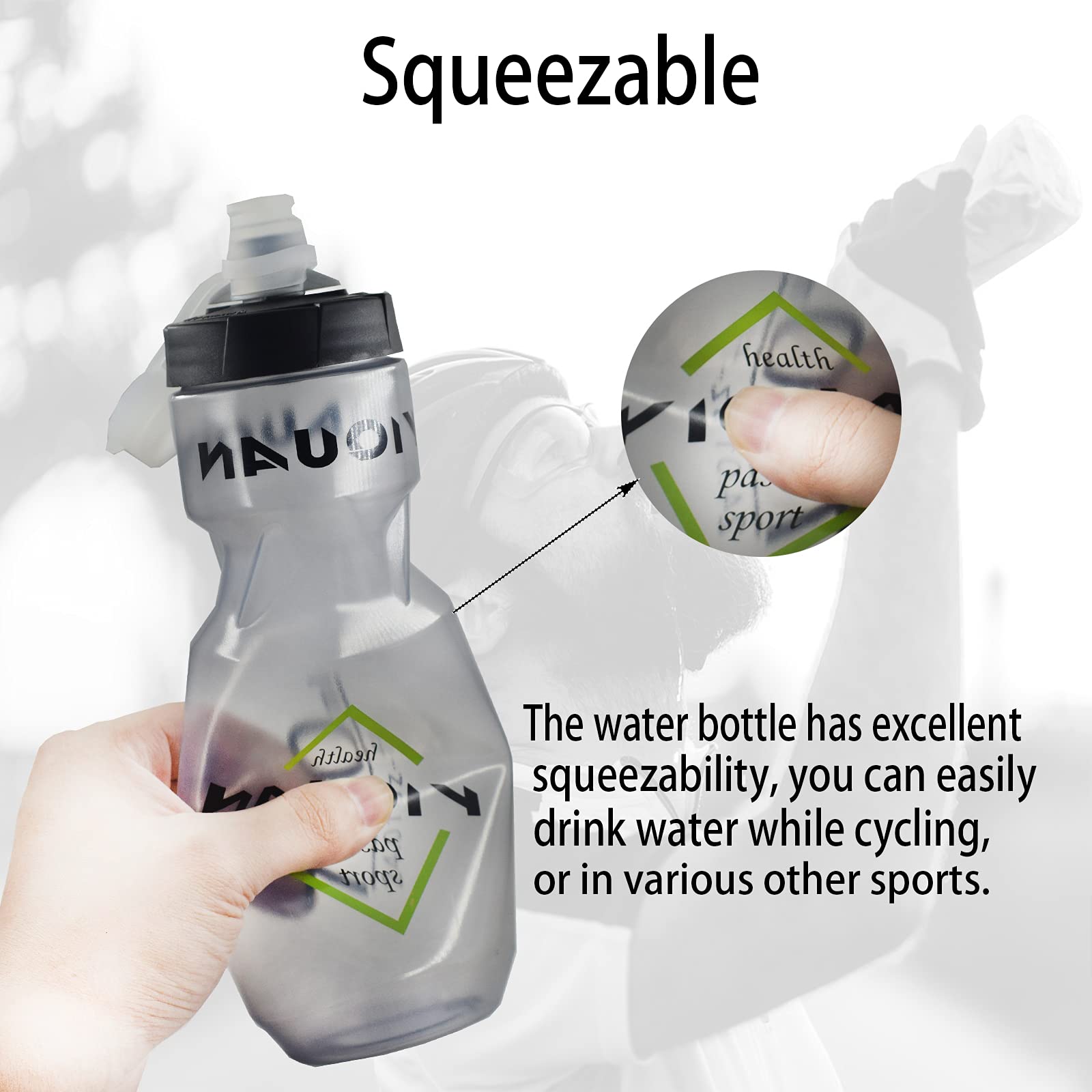 Rowerowy koszyk na bidon z 200 ml, premium bez BPA, lekki uchwyt ze śrubami, do rowerów szosowych, górskich i dziecięcych (szary)