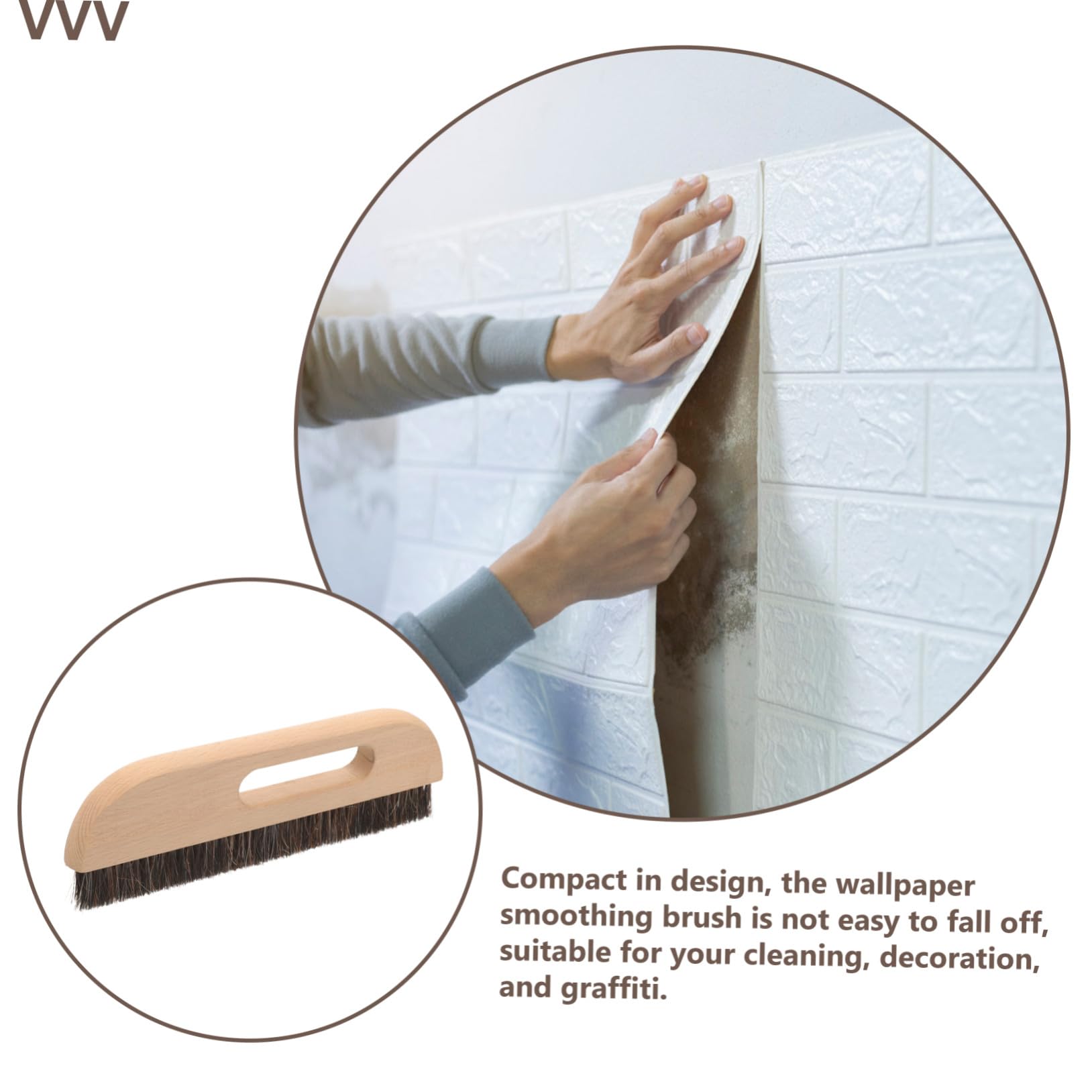 Brosse à Maroufler Multi Usage avec Manche Ergonomique Brosse à Tapissier pour Peint et Lissage Mural Poils Longs Denses et Résistants