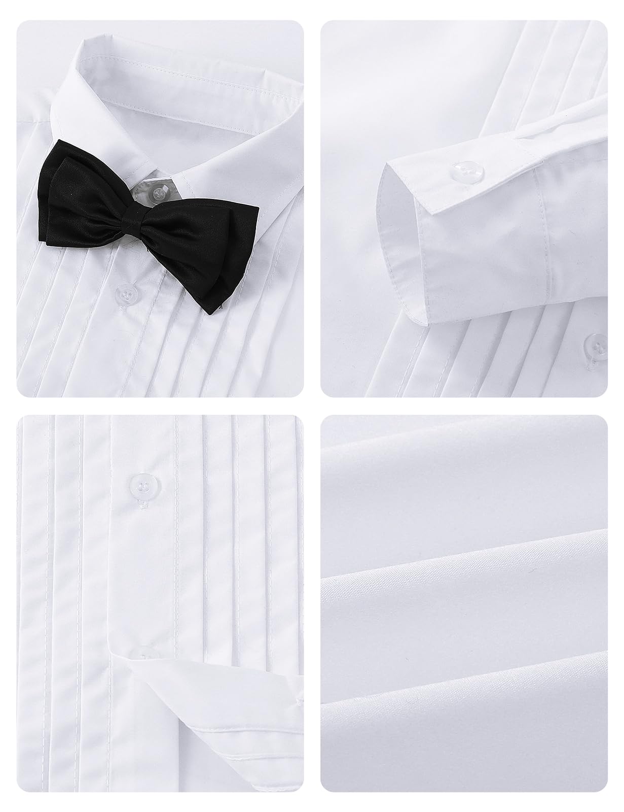 A&J DESIGN Camicia da smoking per bambini a pieghe con papillon per bambini di 2-7 anni camicia button down