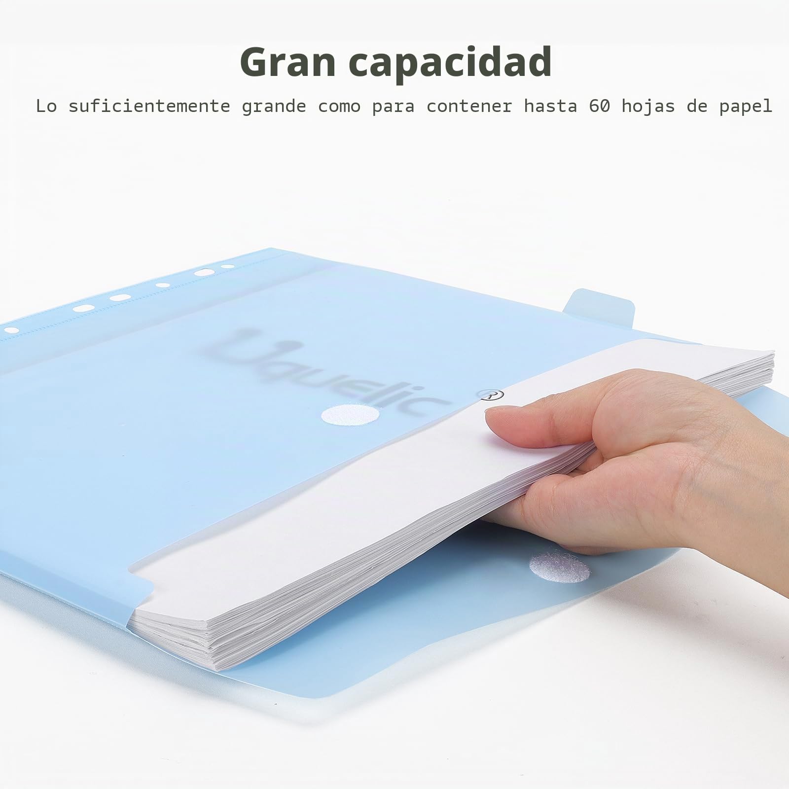 Uquelic Carpeta 3 Anillas A4– Carpetas Archivadoras con 12 Fundas Plástico A4 para Organizar y Archivar Documentos, Carcasa Blanda de PVC (Macarrón Transparente)