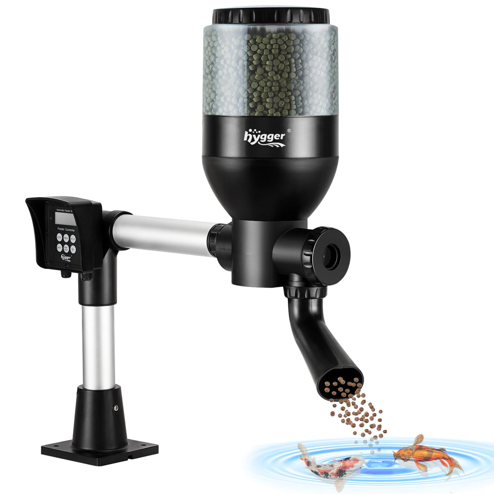 Hygger Alimentador Automático,Large Programable Dispensador Automático de Comida para Peces con LCD Display Controller,5.5 litros Alimentador Automatico Peces Pond Feeder for Weekend Holiday