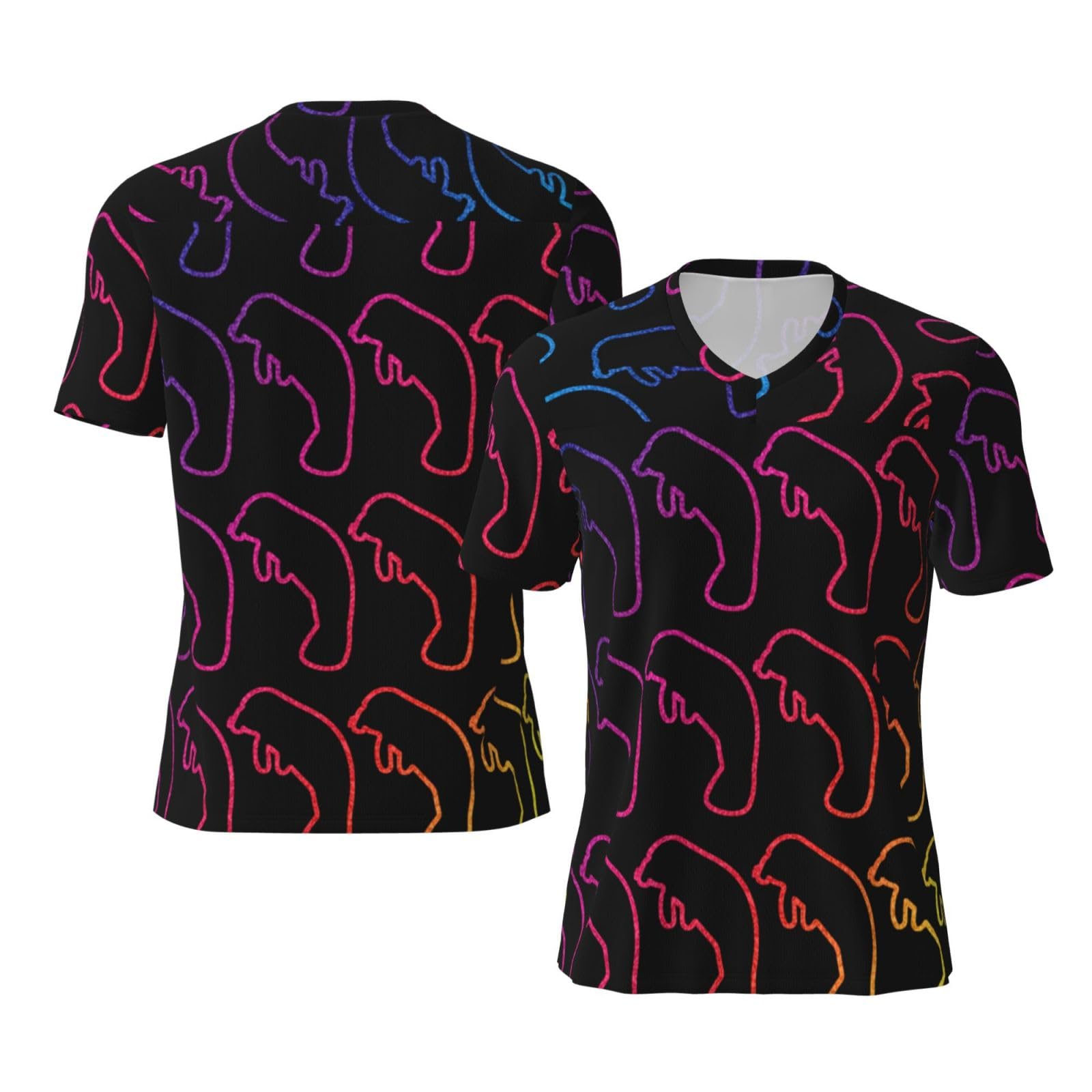 Stylish Athletic Sports Jersey Retro-Neon-Sign-Manatee Men's Rugby Jersey X-Large