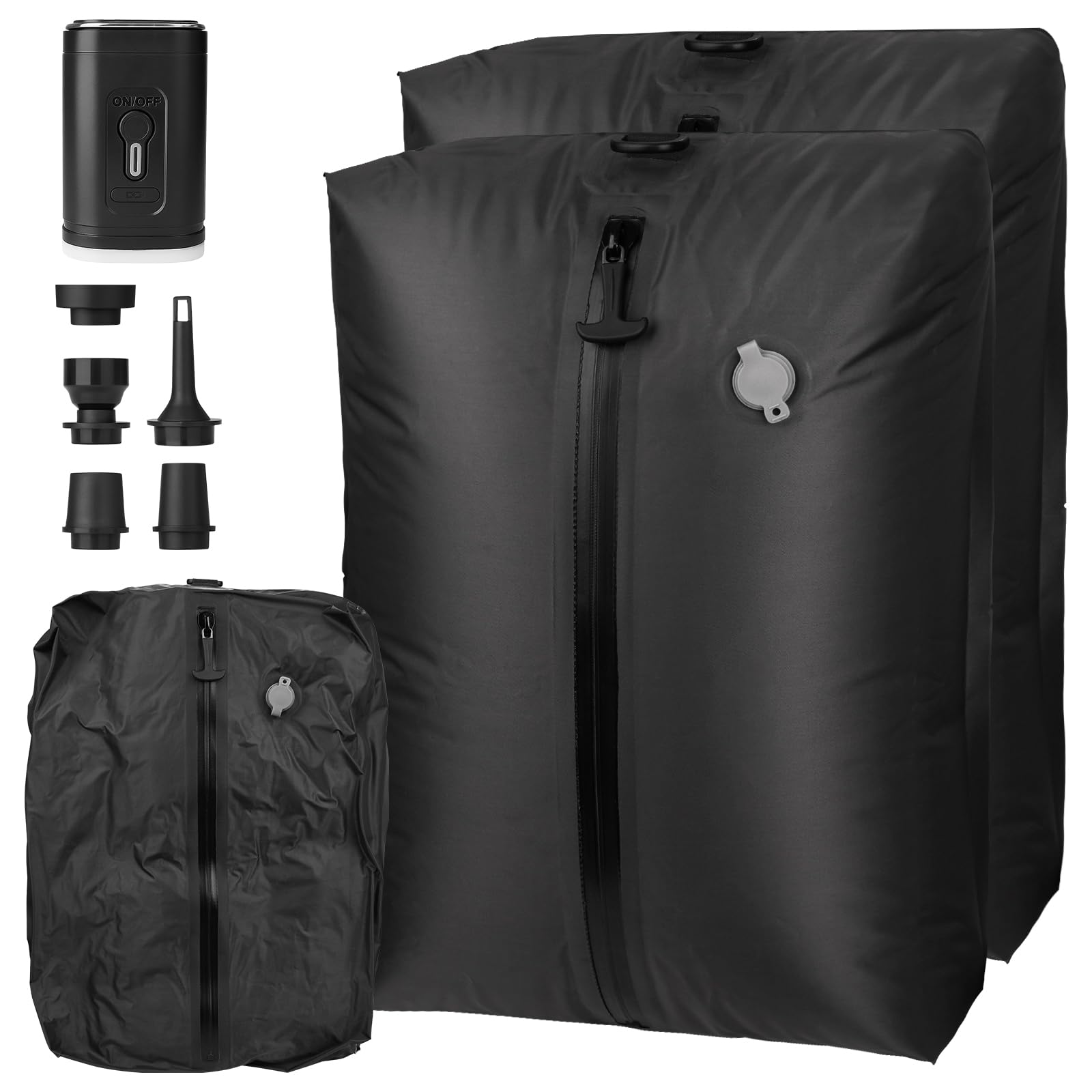 2 Pack Vakuumbeutel für Reisen mit Luftpumpe, TPU Wiederverwendbare Vakuum-Kompressionsbeutel für Reisen mit wasserdichtem Reißverschluss, platzsparende Tasche für Koffer, Rucksack, Schwarz