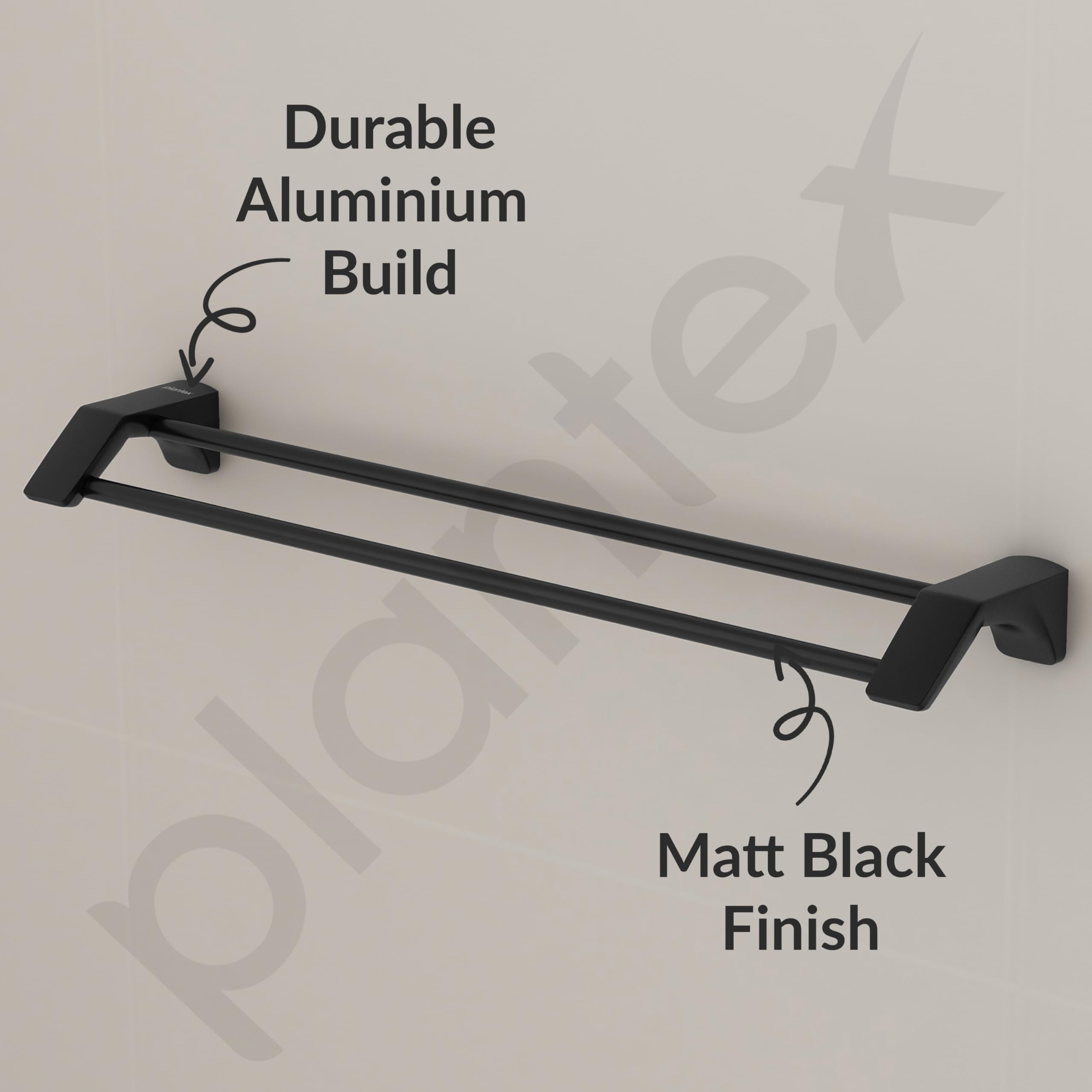 Plantex Space Aluminium Dual Towel Rod for Bathroom/Towel Holder/Towel Hanger/Towel Stand/Bathroom Accessories Set(971, Black) — Amazon image 4
