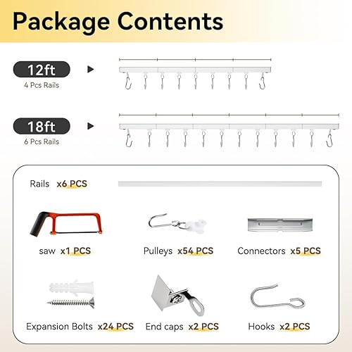 Miniatura 6 de Riel de cortina, riel de cortina de techo, riel de techo para cortinas, barras de cortina divisoras de habitaciones, montaje en techo de riel de