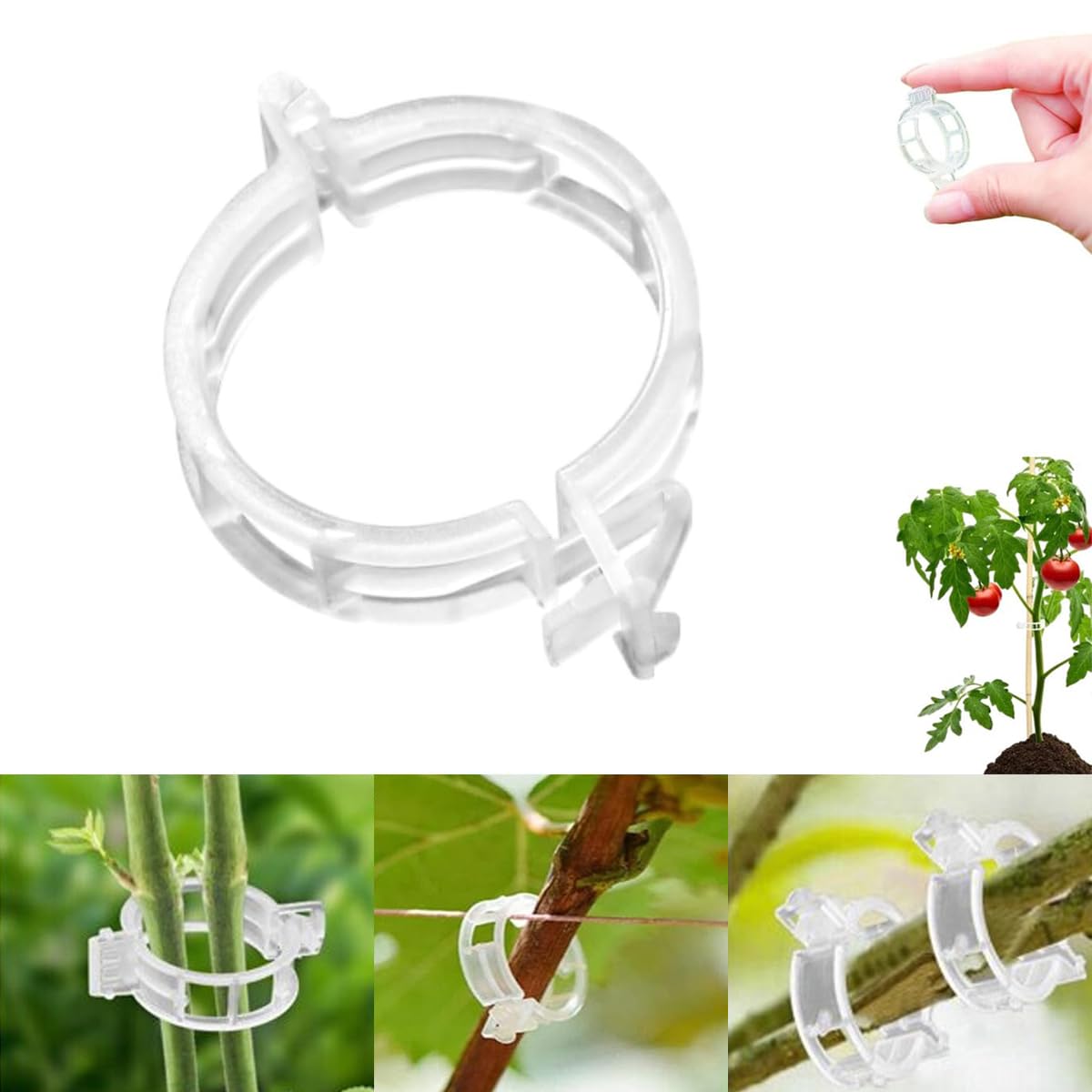 CLRZOL New Secured Plastic Plant Clip, Plant Support Clips Reusable Garden Clips, Tomato Grape Vine Vegetables Plant Fixing Clips, Plastic Trellis Clips Plant Support Clips (White 50 PC)