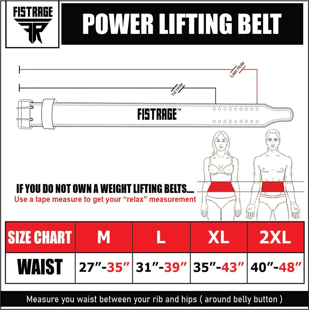 FISTRAGE Power Weight Lifting Belt Gym Back Support for Men & Women Training Fitness Exercise for Tough Workouts | Power Lifters | Supports Lumber Lower Back
