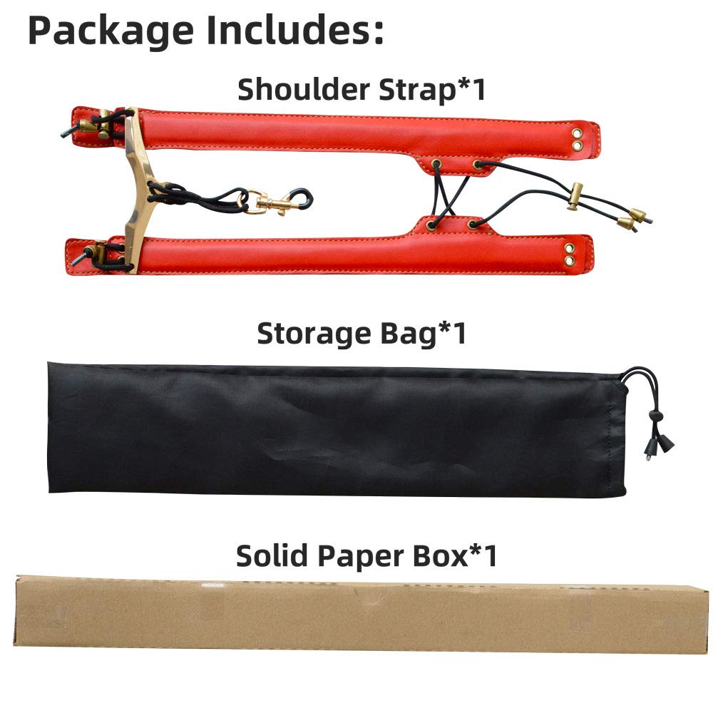 adorence Lengthened Saxophone Shoulder Strap - Handmade Leather Saxophone Harness Strap, No Stress on Neck Shoulder Strap for Sax Bass Tenor Alto -Red