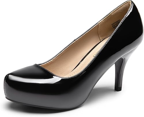 DREAM PAIRS - Zapatos Tiffany de tacón clásicos, elegantes y versátiles con tacón de aguja bajo y plataforma, zapatos de vestir para mujer