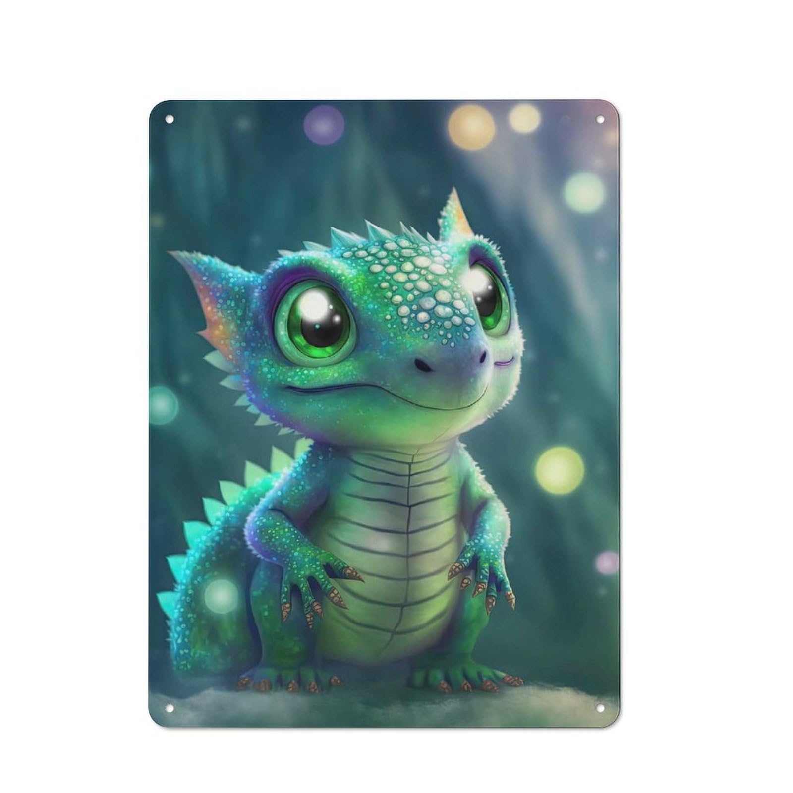 Junmoney Baby Dragon Neon For Home Office Or Studio, Retro Metal Wall Sign 40X30cm, For Vintage Wall Decor Fans, For Metal Sign Collectors
