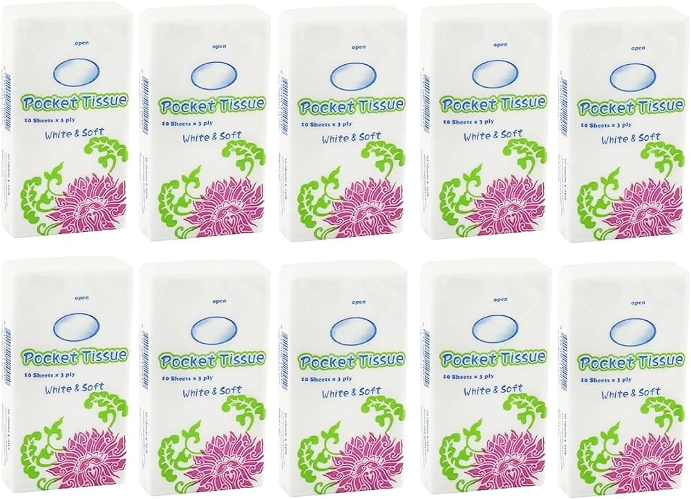 Premium Facial Hanky Pack Pocket Tissue Paper 2 Ply - Pack of 10 (15 Pulls *10 = 150 Pulls, 300 Sheets)-image-19