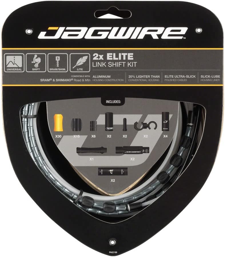 Elite Link Shift Cable Kit with Polished Cables, Jagwire 2x SRAM/Shimano, Ltd. Gray