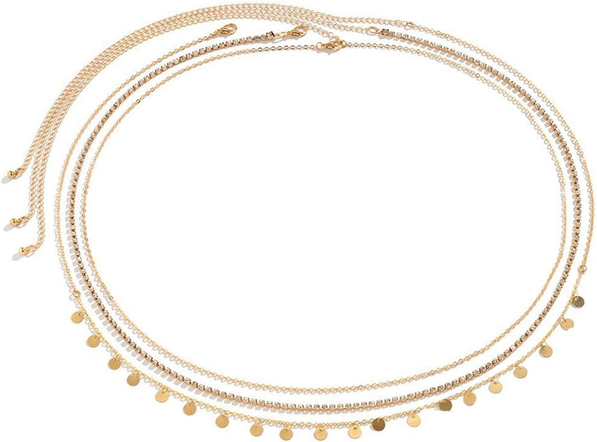 JFORYOU Waist Chain for Women Layered Belly Chain for The Waist Adjustable Waterproof Sexy Bikini Satellite Beads Chain Summer Non Tarnish Body Chain Jewelry for Women