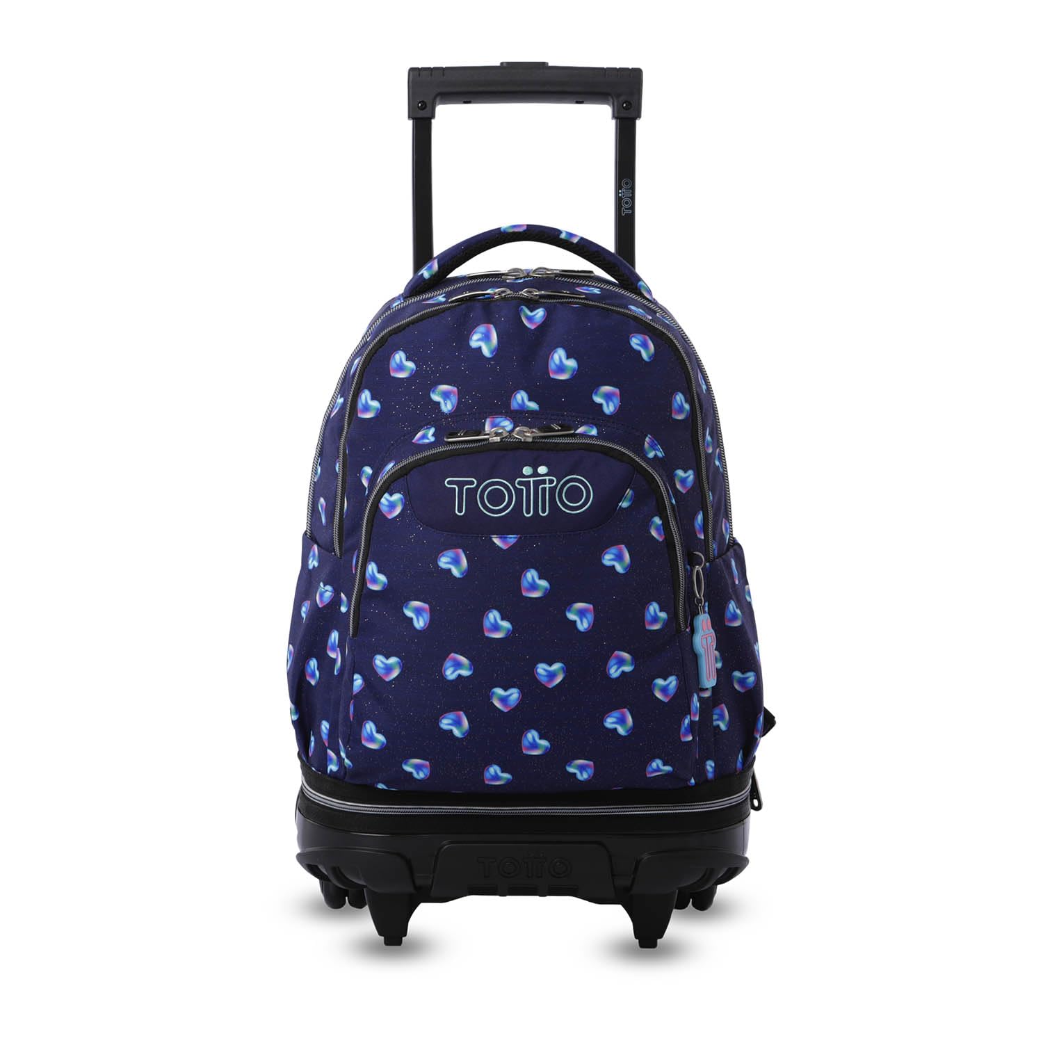 TOTTO - Mochila Escolar con Ruedas Desmontables, Modelo Tiza Glitter, Capacidad 26 L, Mochila PC 15.4", Bolsillo Botella, Manija Telescópica, Espaldar Ergonómico y Correas en S, Estampado Nacary