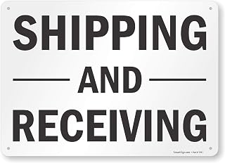 SmartSign Aluminum Sign, Legend"Shipping and Receiving", 10" High X 14" Wide, Black on White