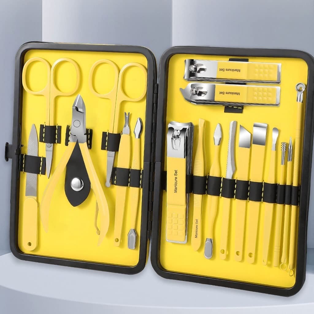 Herramientas para el cuidado de las uñas, Juego de cortaúñas de acero al carbono en estuche de cuero PU