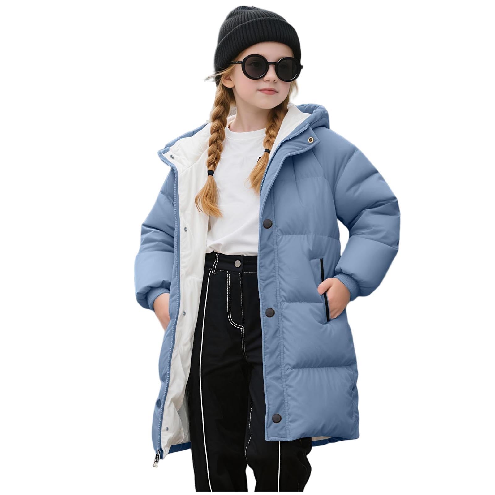 Parka Longue Pour Fille 5-16 Ans - Doudoune Légère à Capuche - Rembourrée, Zippée - Hiver Automne