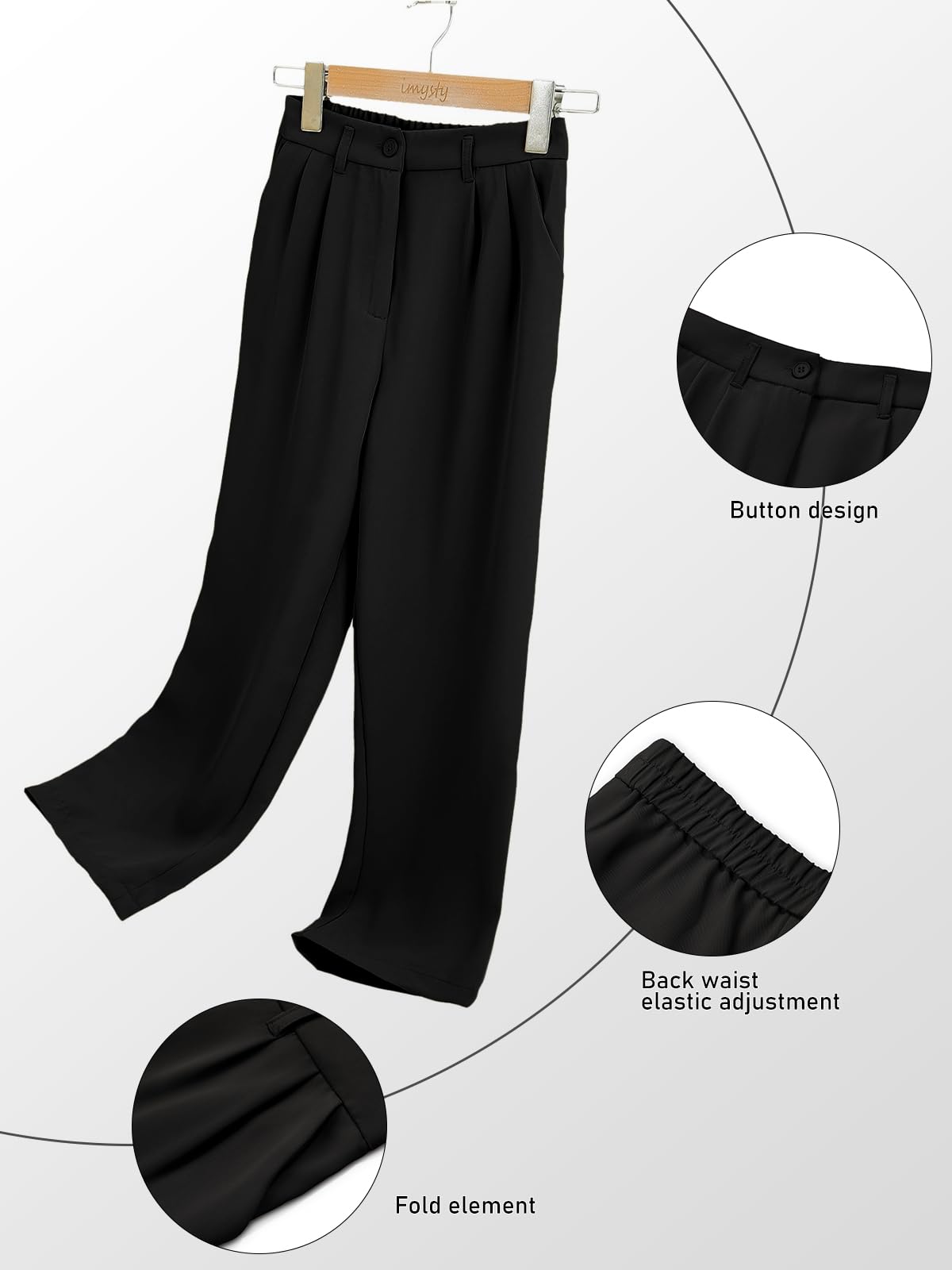 Pantalones de uniforme escolar de cintura alta y pierna ancha para niñas de 5 a 14 años