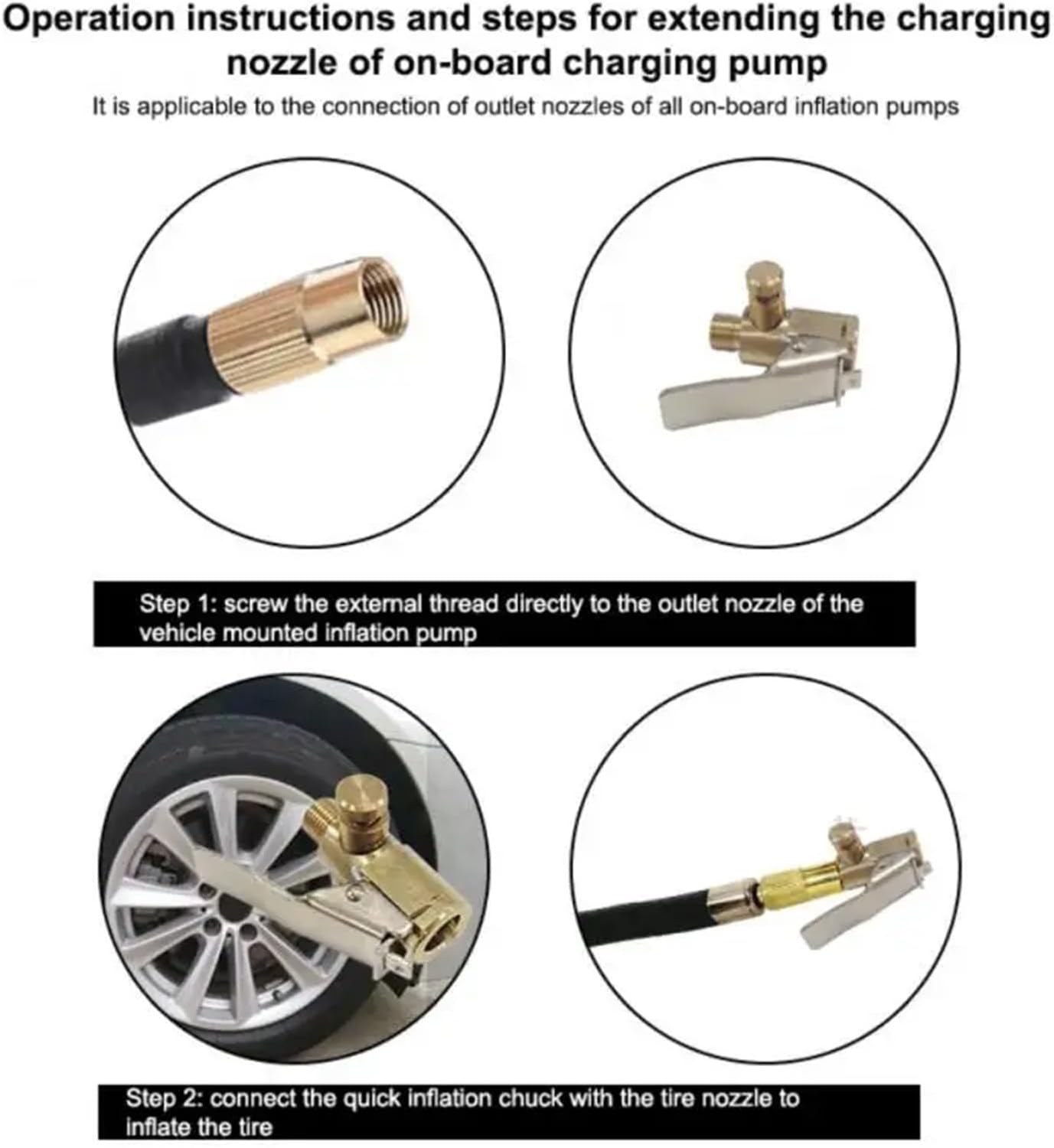 6-Pack Brass Tire Inflator Chuck, 8mm/13mm Valve Adapter for Car Air Pump