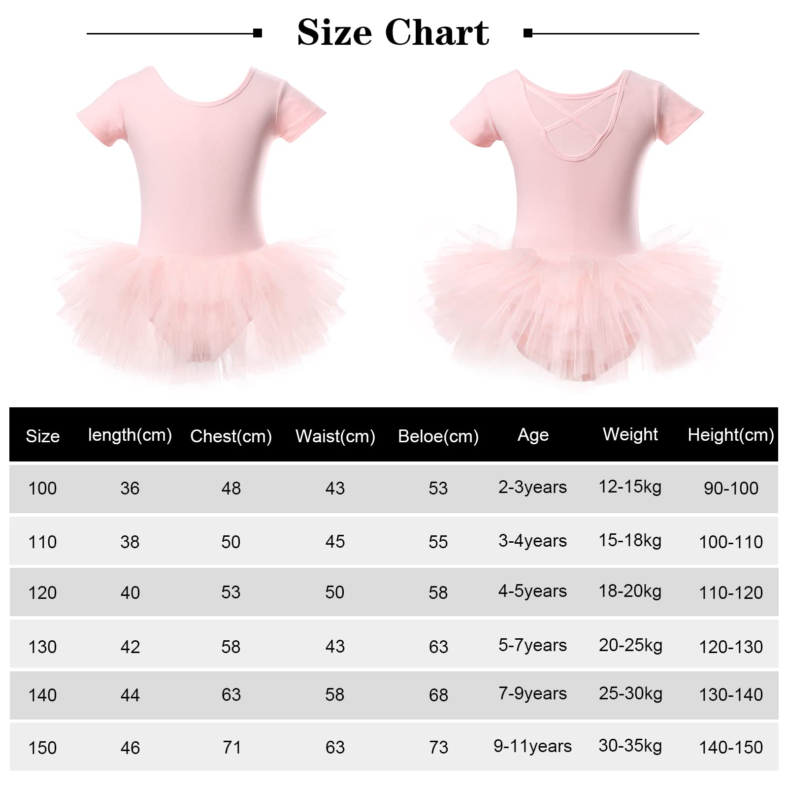 Bezioner Dziewczyna Tutu do tańca Body baletowe Leotard sukienka gimnastyczna z krótkim rękawem różowa (koń z guzikiem) 120