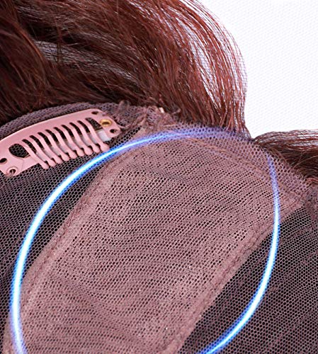 Miniatura 6 de Parte rizada en forma de U con base de seda, encaje de cabello humano corto para frente y flequillo, extensión grande de 5.1 x 5.5 in (parte