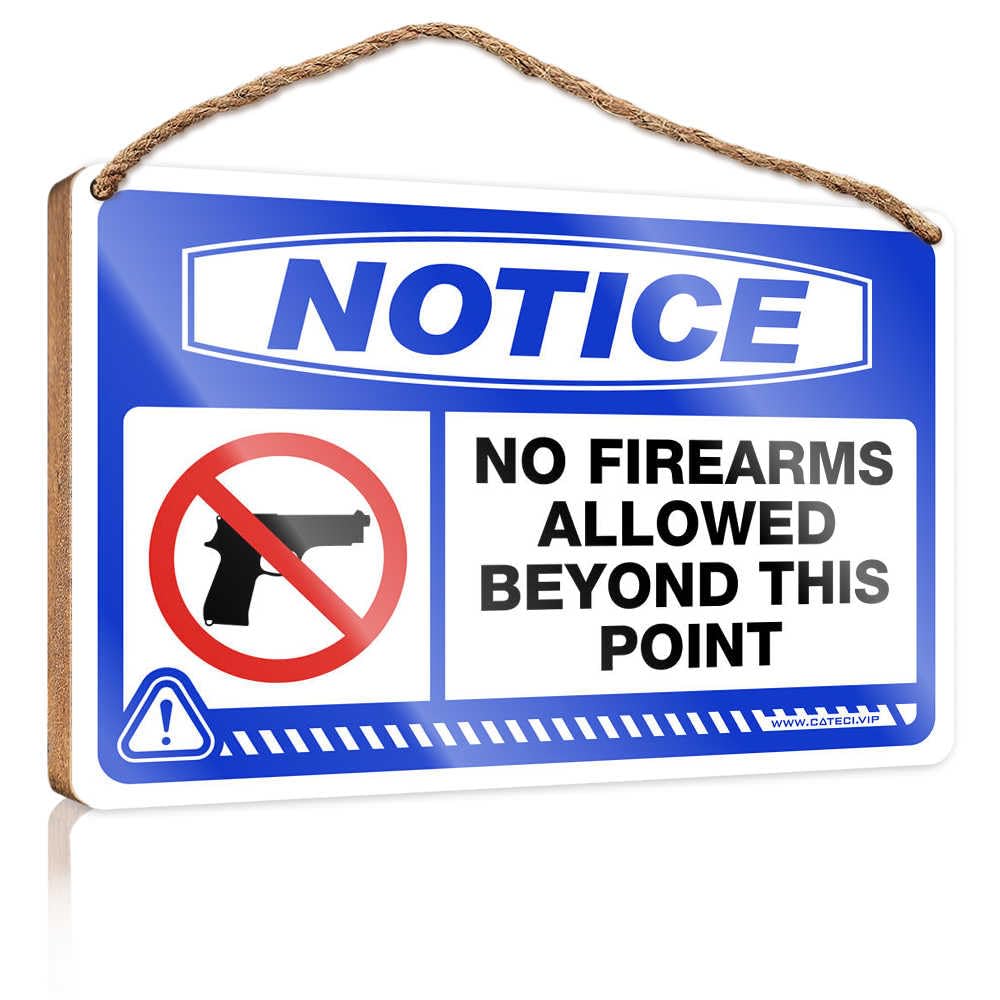 HMQW Farmhouse Bathroom Sign Notice No Firearms Allowed Beyond This Point Wooden Sign Farmhouse Decor For The Home Spring Door Decoratio(23X35CM)
