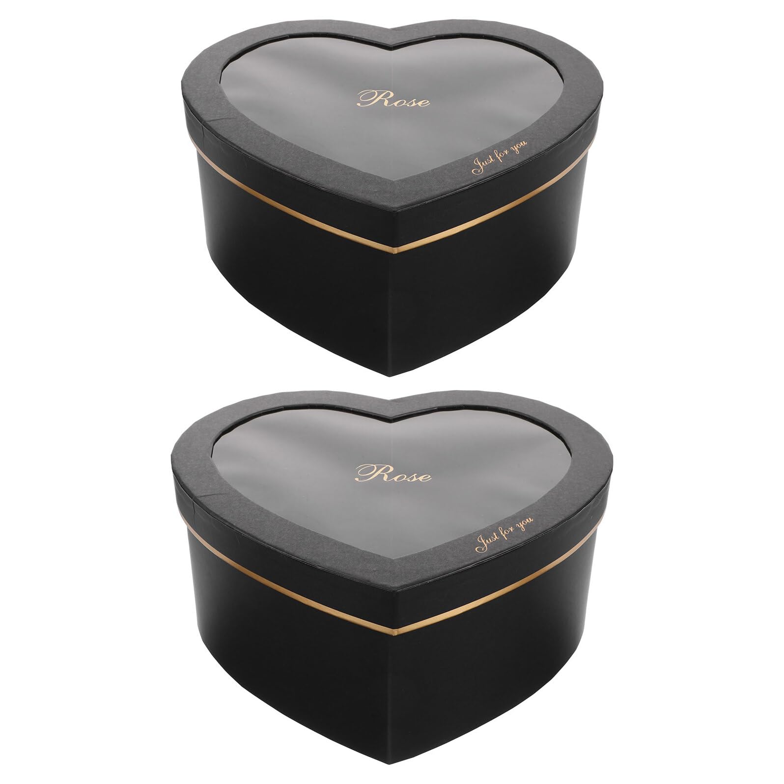 IWOWHERO 2 Stück Schwarzes Herz Geschenkbox mit Sichtfenster Stapelbare Valentinstags Schachteln aus Pappe für Parfum Blumen und Make Up Selbstgemacht Geschenkverpackung für Hochzeit