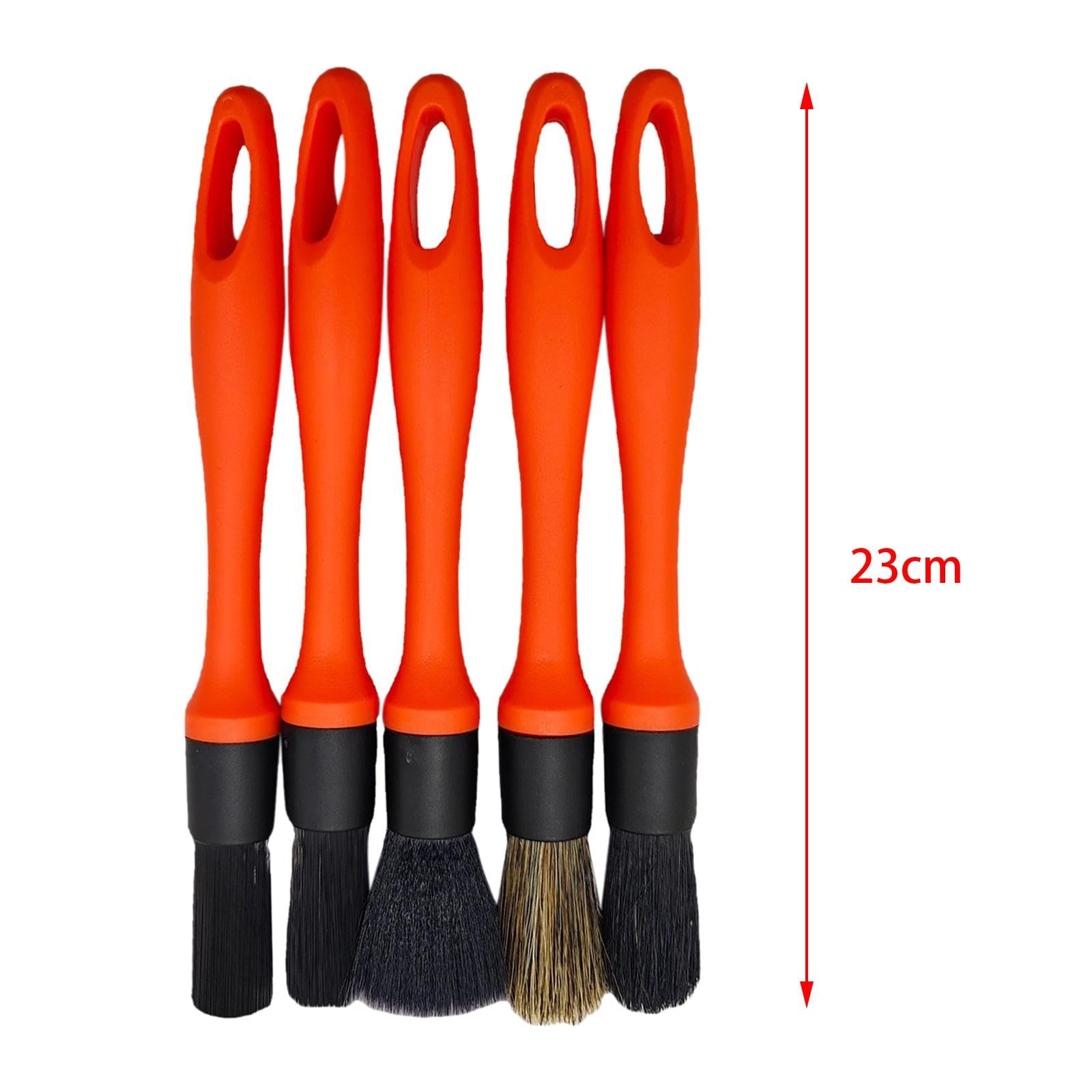 Oshhni 5 Pezzi Spazzola Detailing Kit Auto Strumenti Pulizia Angoli Multifunzione Bracciolo Interno Adatto per Regalo Decorazione Auto 23cm