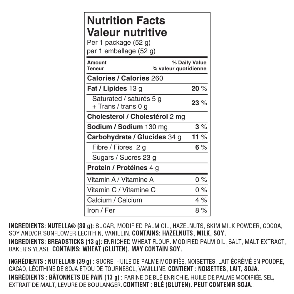Nutella and Go Snackpacks, Schokoladen-Haselnussaufstrich mit Brotstäbchen, perfekte Bulk-Snacks für Kinder, 52 g, 12 Stück