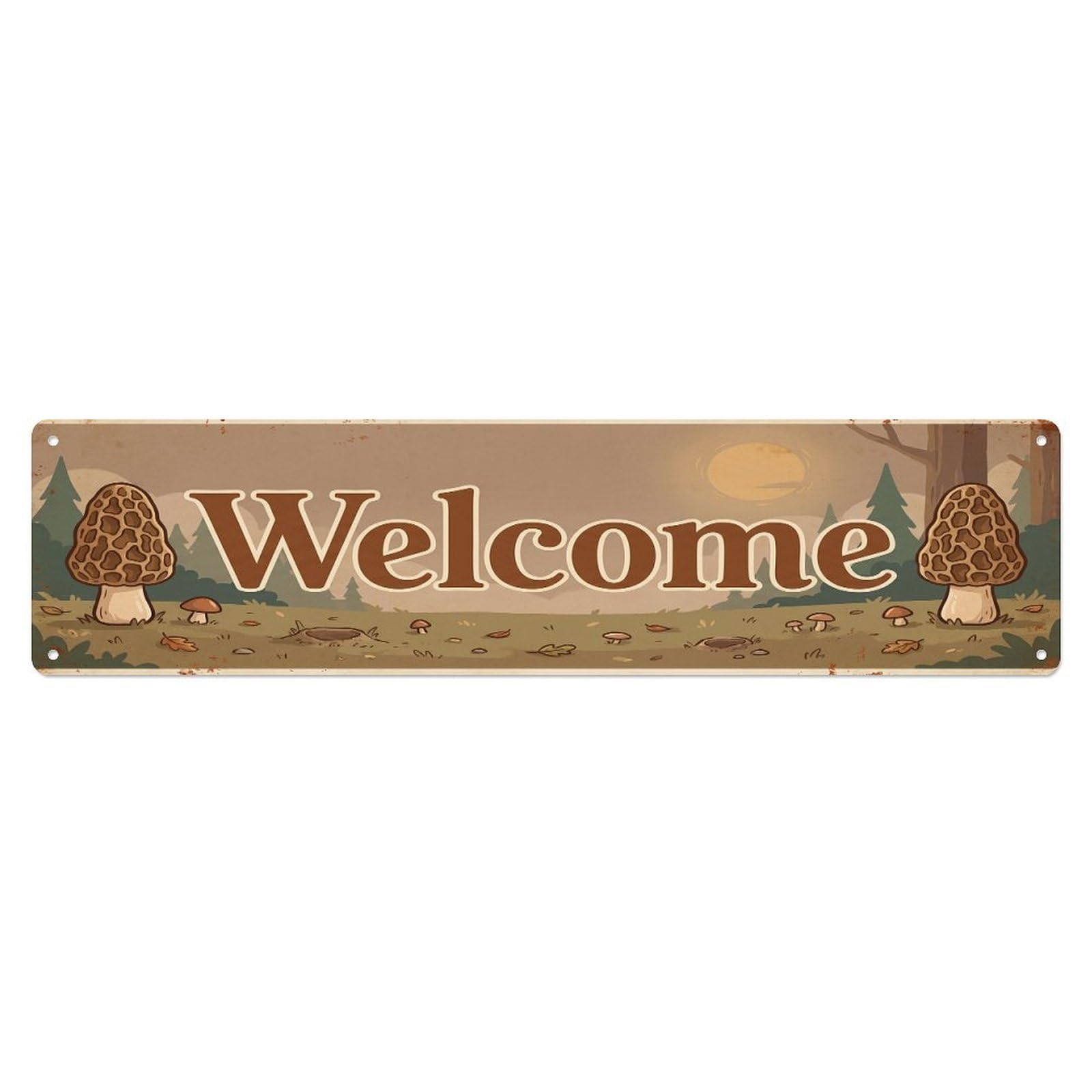 Olhnbad 4X16inch(10X40cm) Vintage Welcome Morel Honeycomb Metal Tin Sign