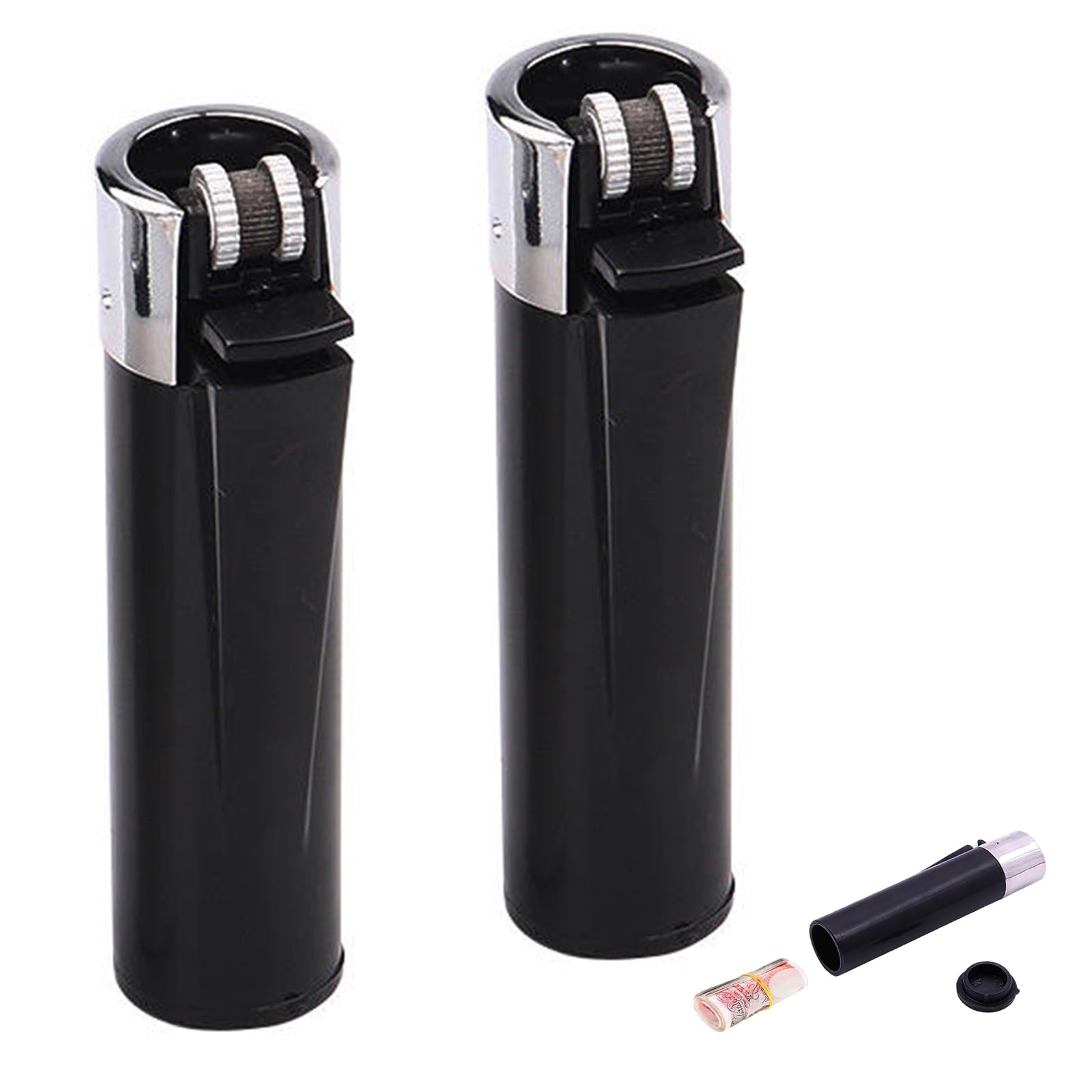 Obsewau Black Stash Lighter, Hidden Safe Secret Storage Lighter, Secret Stash Container For Diversion And Hiding Private Items At Home, Festivals, Car, Travel Etc (Black)