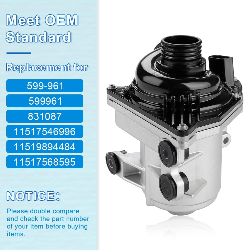JDMON Electric Engine Water Pump Replacement for BMW E70 X5 3.0s 4.8i 2007-2009, X5 xDrive30i xDrive35d xDrive48i M 2009-2010 Coolant Pump Replacement for 599-961 11517568595 11517546996 11519894484
