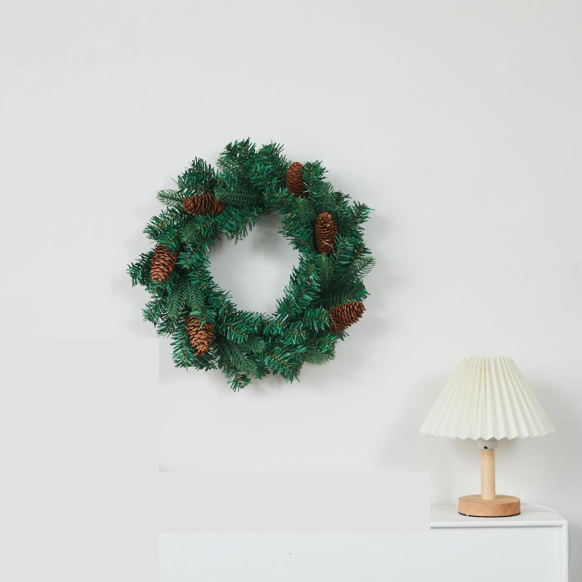 Ghirlanda Porta Ingresso 1 pz 30/40 cm verde decorazione natalizia ghirlanda porta simulazione foglia ordinaria appesa(40cm)