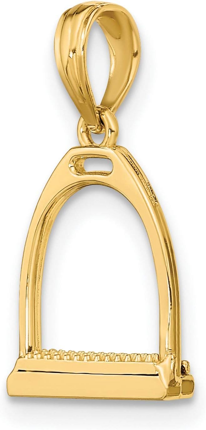 14k Yellow Gold Stirrup Pendant for Women - Equestrian Symbol Necklace with Polished Finish, Real Gold Horse Charm for Daily Wear, Country Style Jewelry for Riders, Western Riding Accessory - Image 5