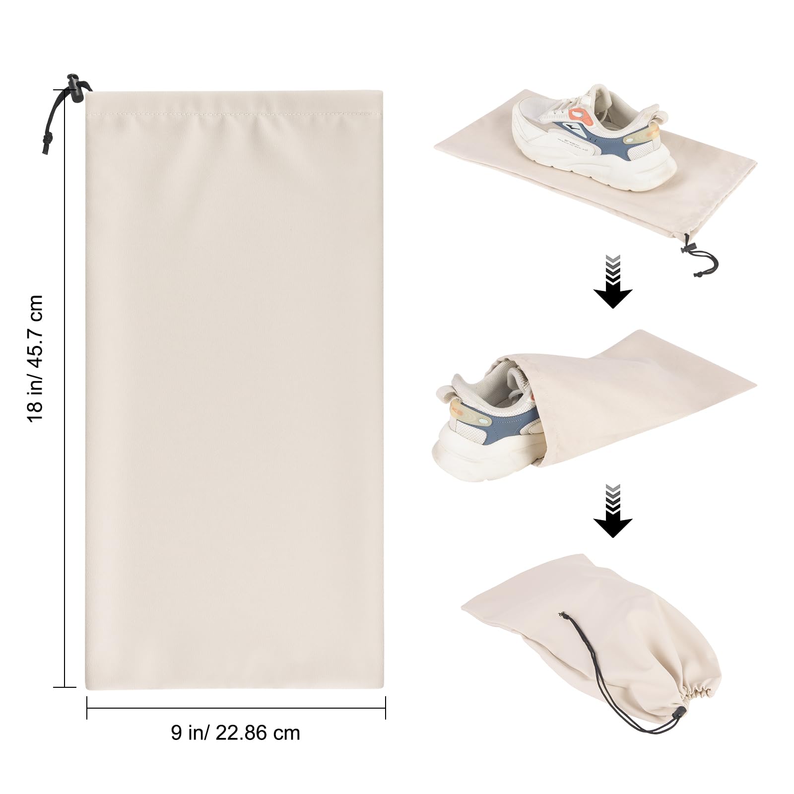 LAKE OF FIRE 8-teilige Flanell-Schuhbeutel für Reisen – 45,7 x 22,9 cm Packtaschen für Koffer, Schuhe, Beige, Tragbar, leicht