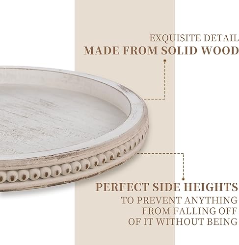 Vista 23 de Hanobe Lazy Susan - Bandeja de centro de mesa, organizador redondo de madera para tocadiscos de 12 pulgadas para mesa de comedor, cocina, mesa